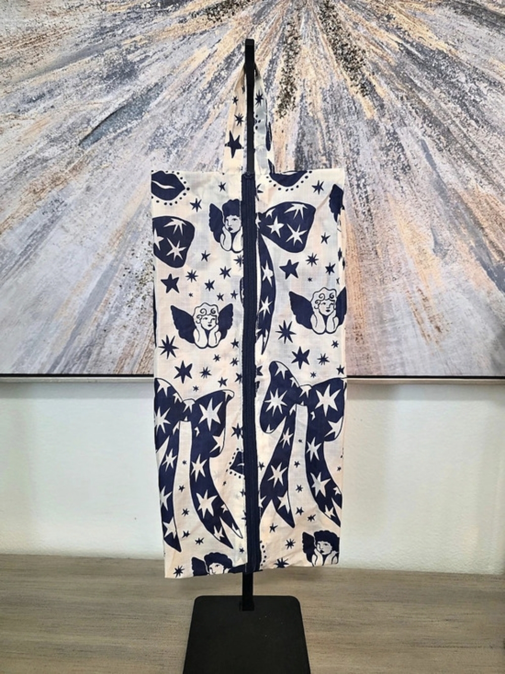 Baggu 3D Zip For Travel Blue & Cream Printed
